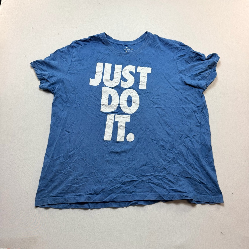 Nike T-Shirt Mens XXL Blue Good Just Do It Graphic Short Sleeve Tee